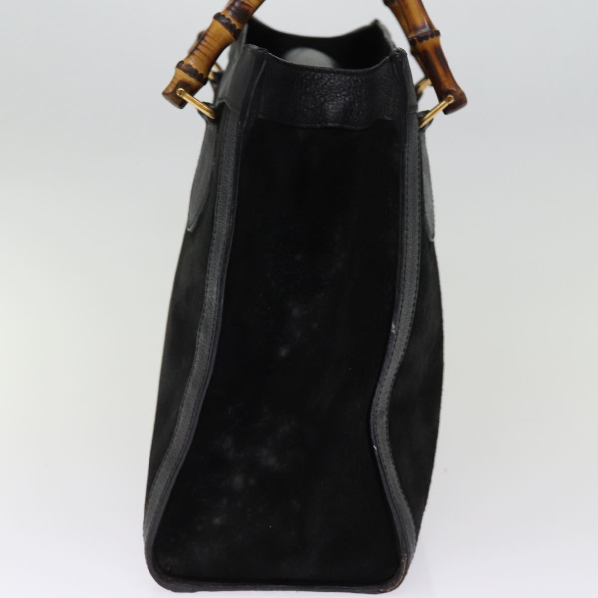 GUCCI Bamboo Tote Bag Suede Black 002 1186 0260 74664