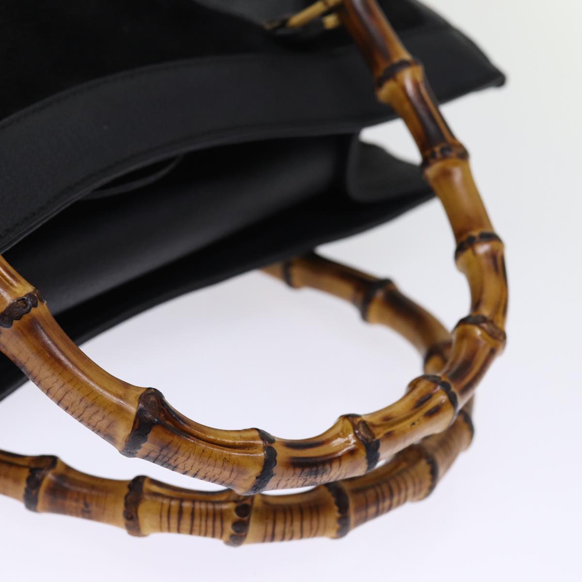 GUCCI Bamboo Tote Bag Suede Black 002 1186 0260 74664
