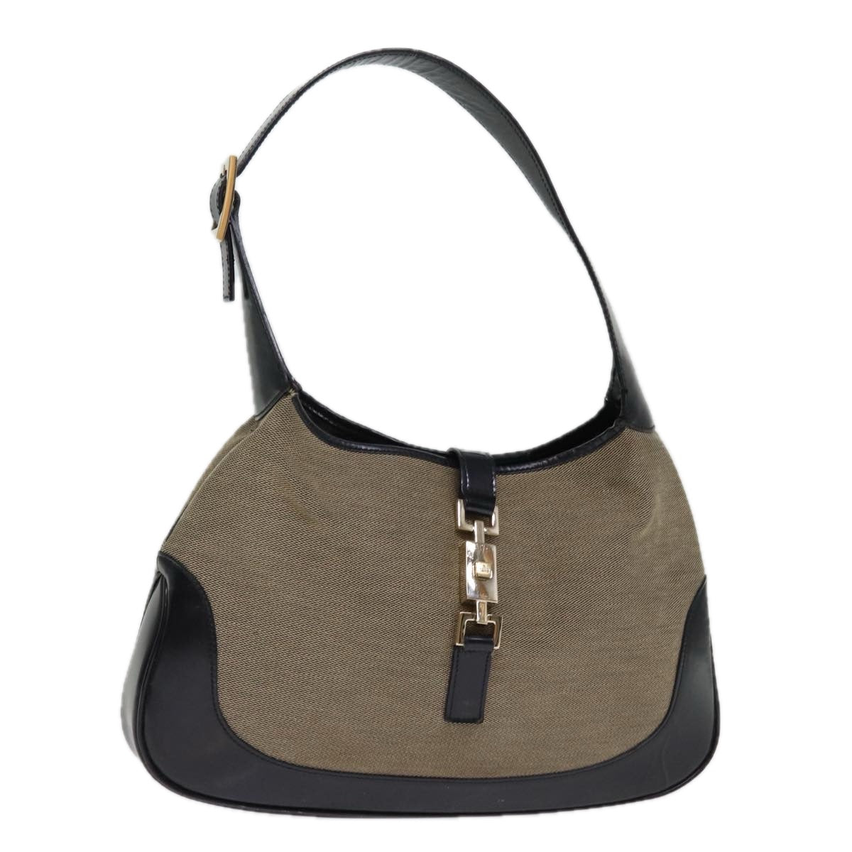 GUCCI Jackie Shoulder Bag Canvas Black Gray 001 3306 74710