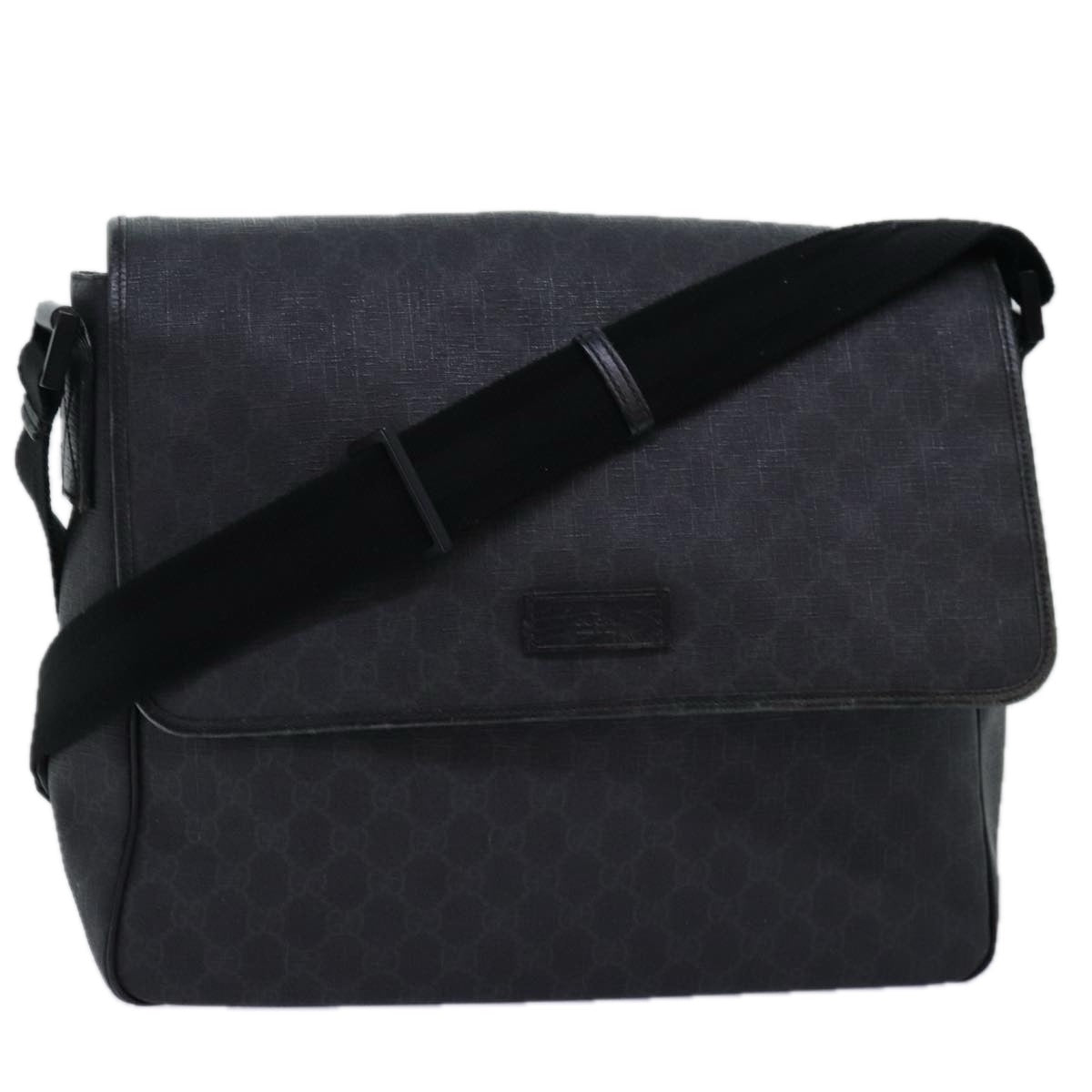GUCCI GG Supreme Shoulder Bag PVC Leather Black 169935 74711