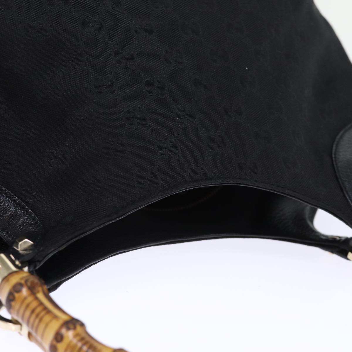 GUCCI Bamboo GG Canvas Hand Bag Black 137395 74745