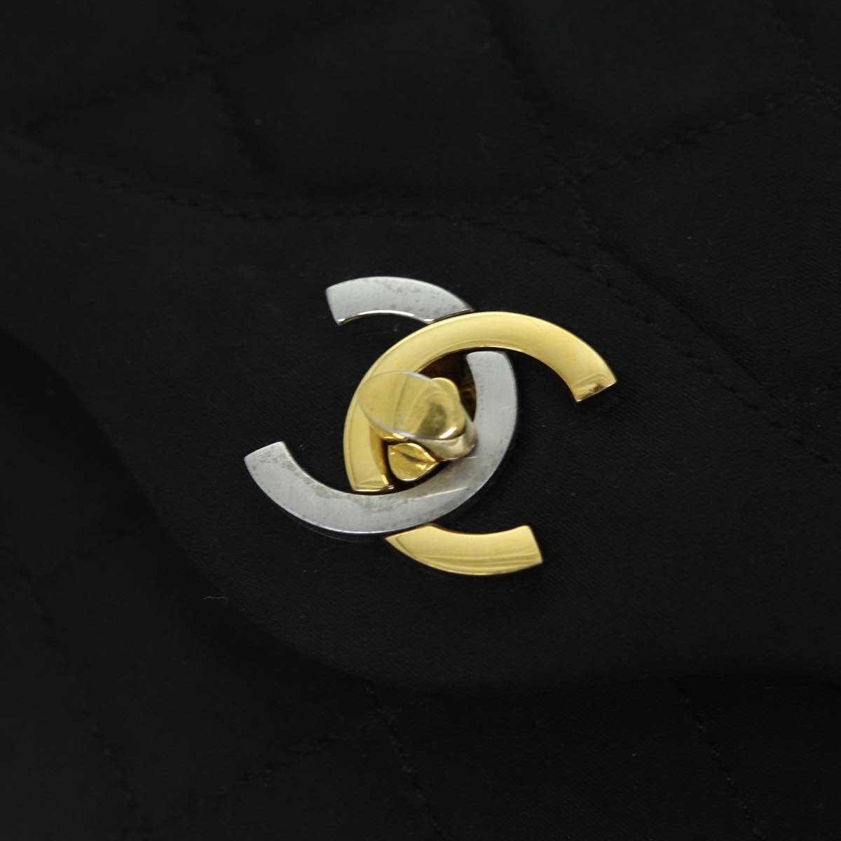 CHANEL Matelasse Chain Shoulder Bag Satin Paris limited Black CC 74757A