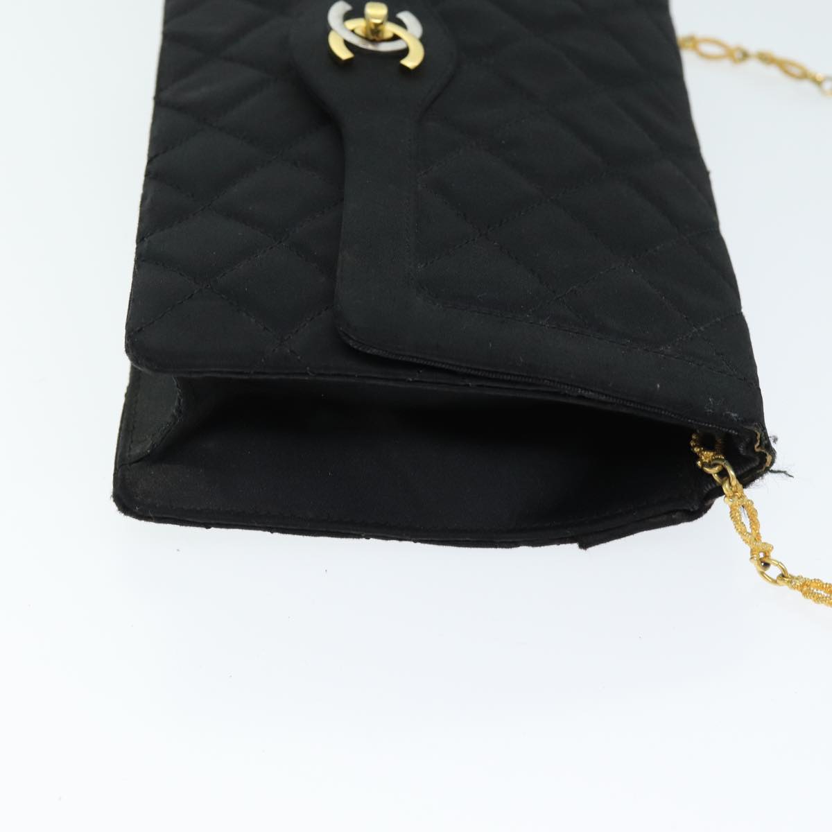 CHANEL Matelasse Chain Shoulder Bag Satin Paris limited Black CC 74757A