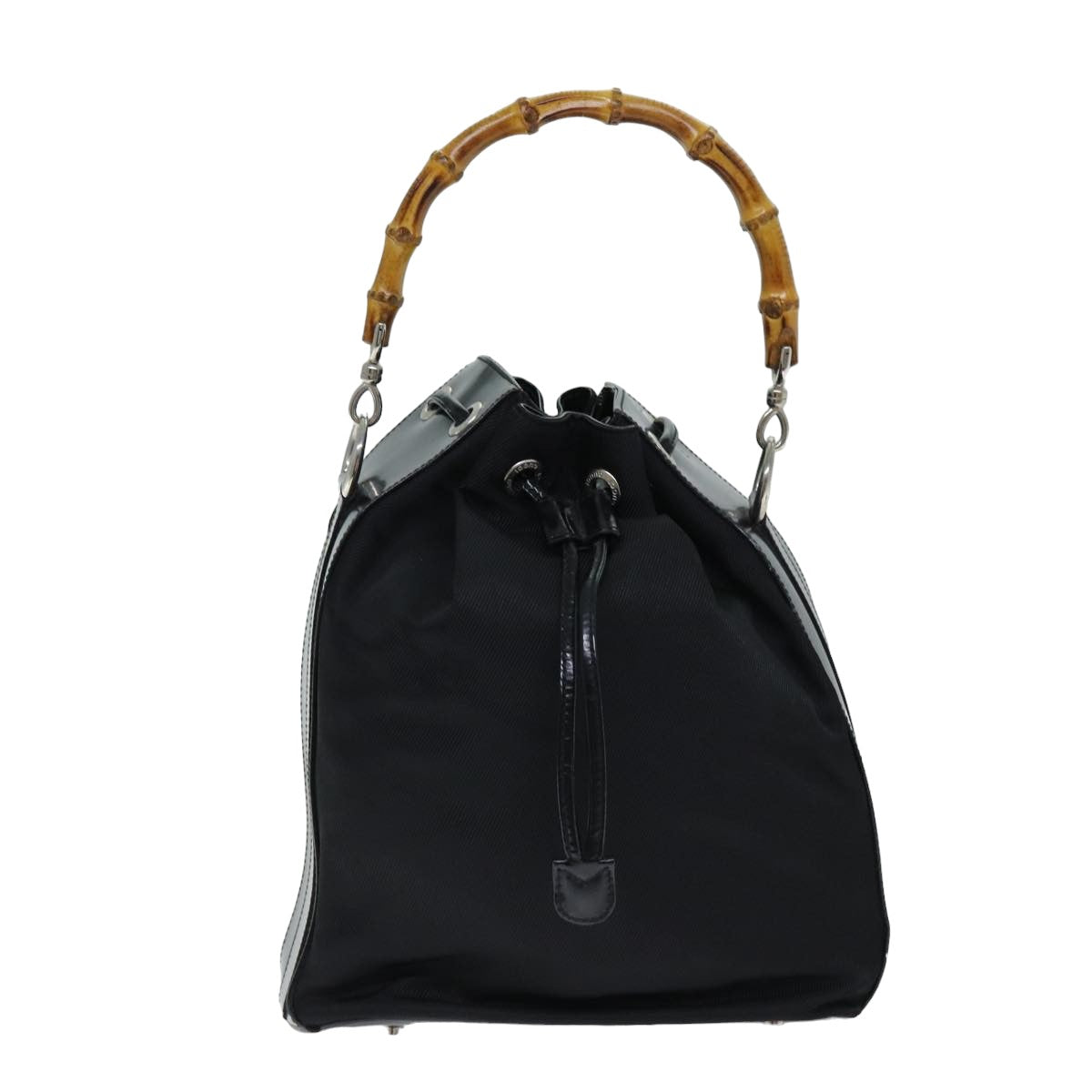GUCCI Bamboo Hand Bag Nylon 2way Black 001 2684 1657 74809