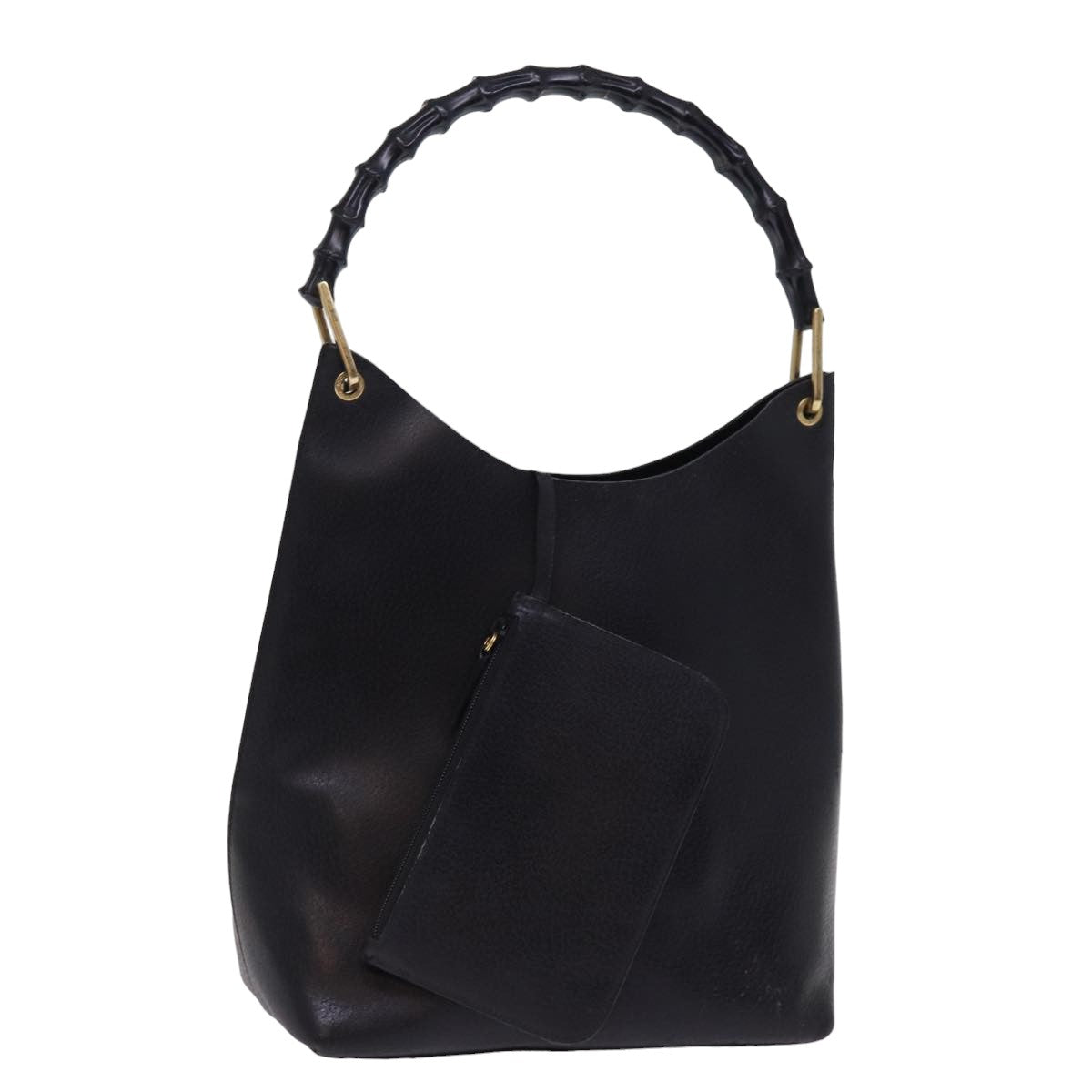 GUCCI Bamboo Hand Bag Leather Black 001 1013 1881 74861
