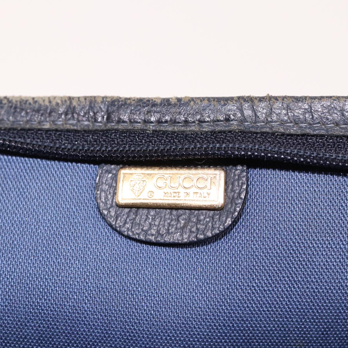 GUCCI GG Supreme Sherry Line Shoulder Bag PVC Leather Navy Red 74871