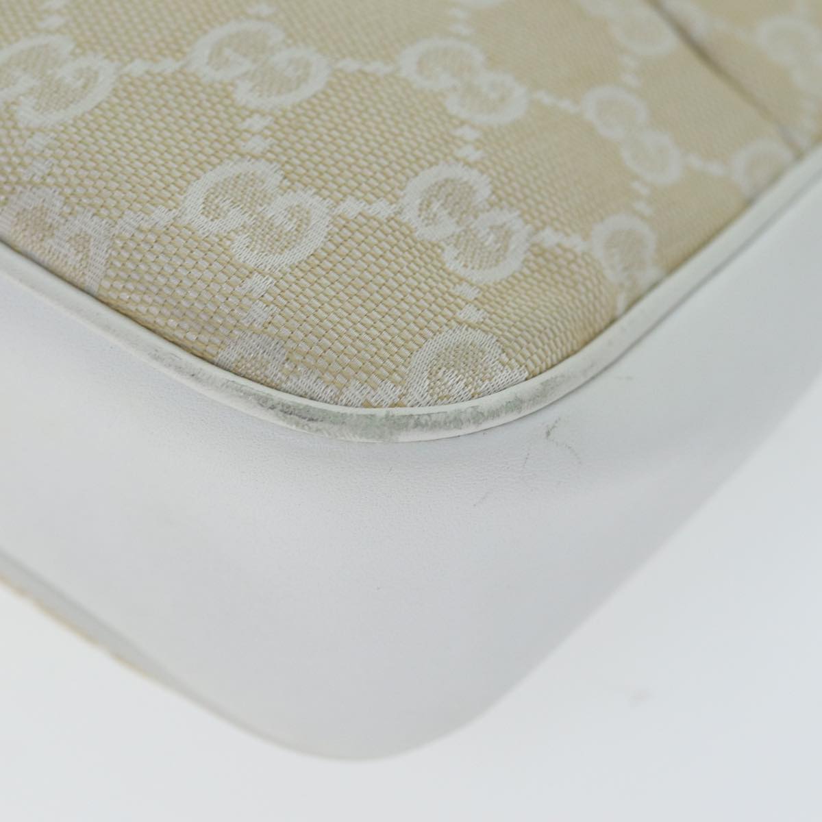 GUCCI Bamboo GG Canvas Hand Bag White 001 3870 74977