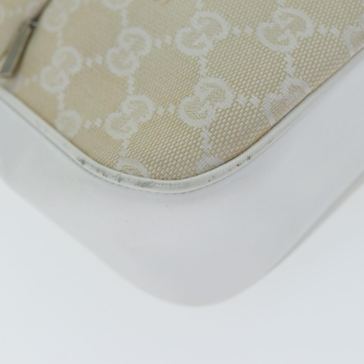 GUCCI Bamboo GG Canvas Hand Bag White 001 3870 74977