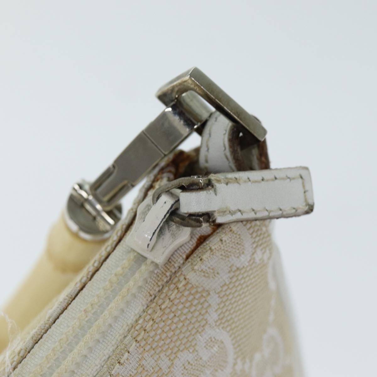 GUCCI Bamboo GG Canvas Hand Bag White 001 3870 74977