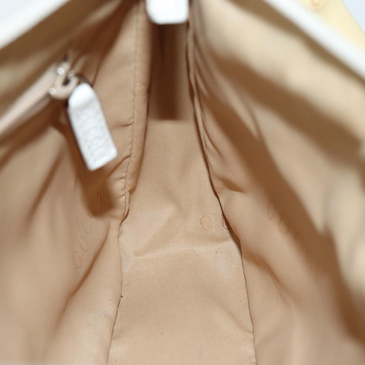 GUCCI Bamboo GG Canvas Hand Bag White 001 3870 74977