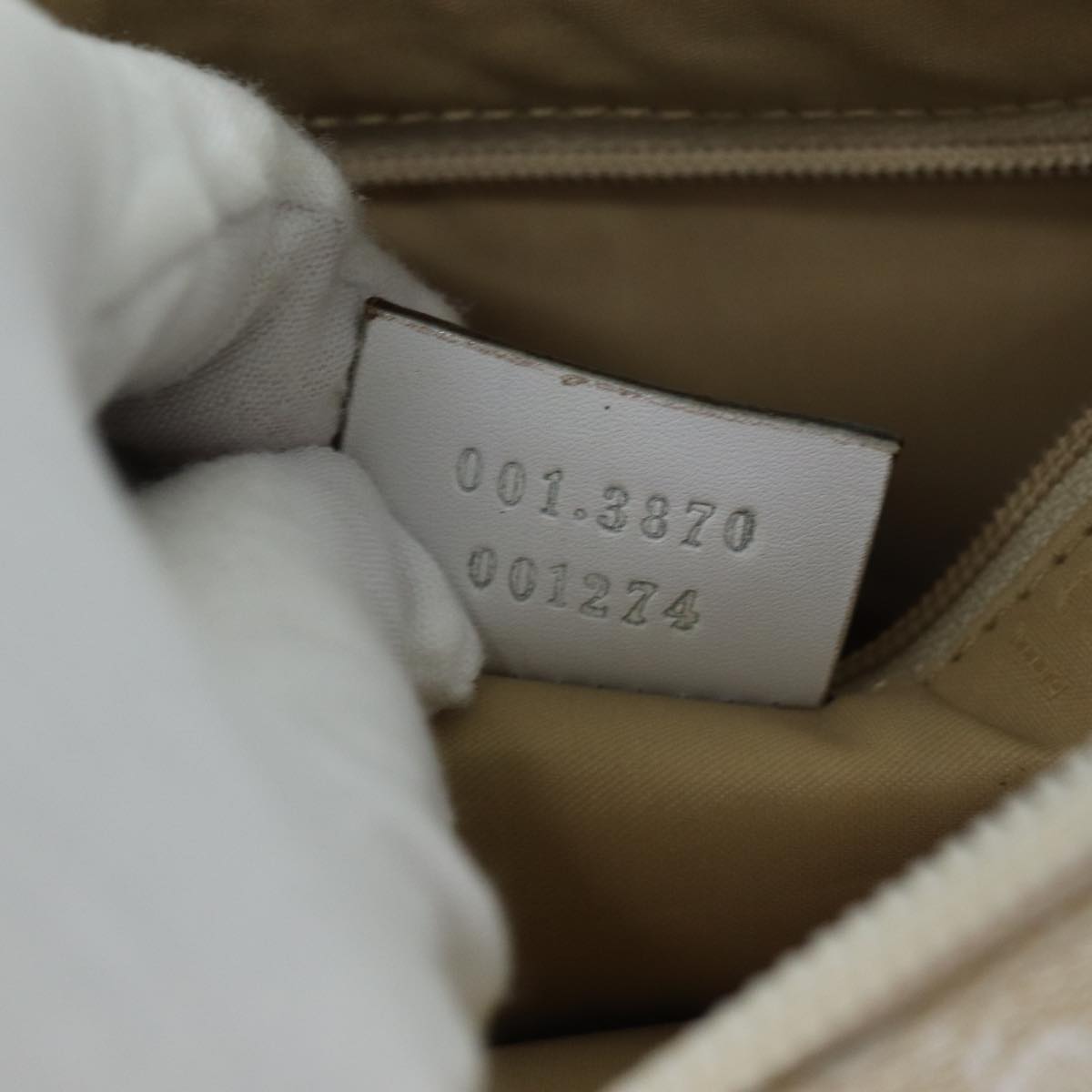 GUCCI Bamboo GG Canvas Hand Bag White 001 3870 74977