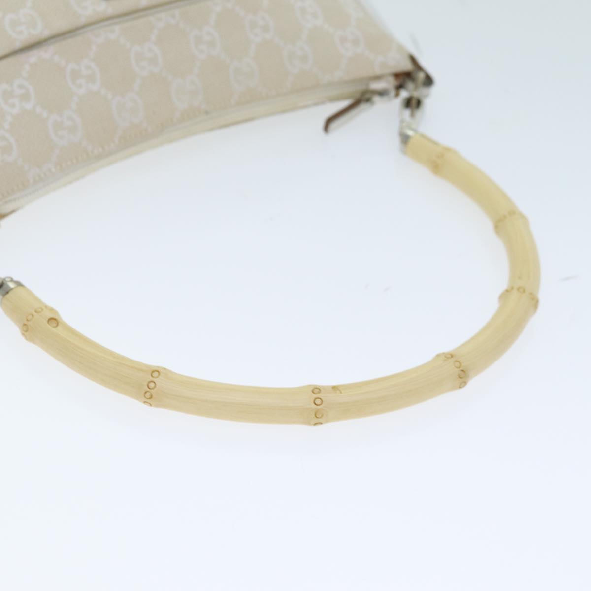 GUCCI Bamboo GG Canvas Hand Bag White 001 3870 74977
