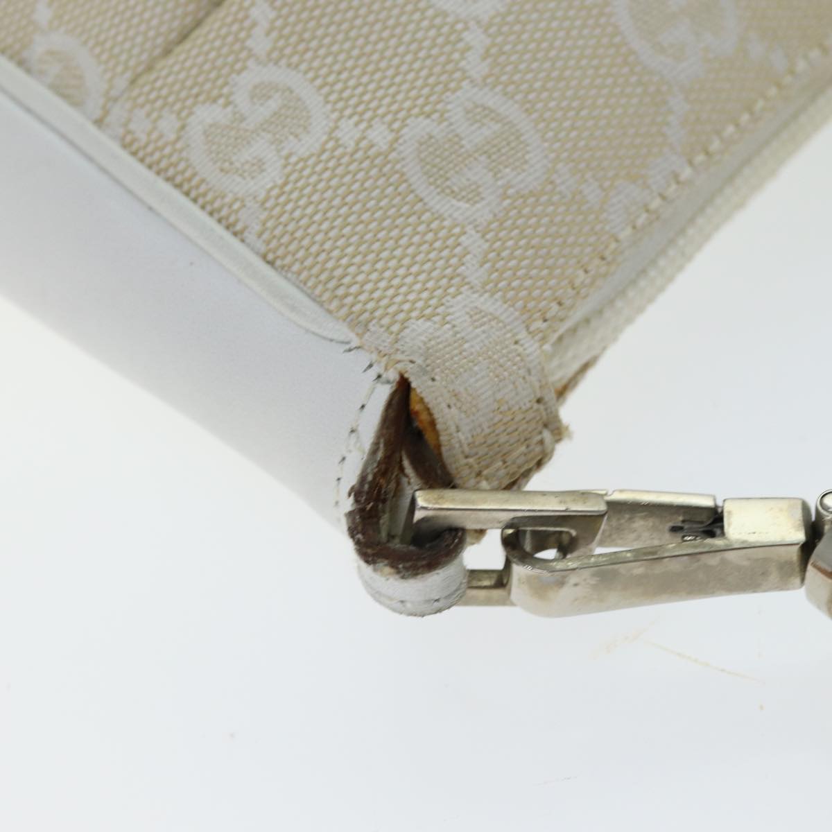 GUCCI Bamboo GG Canvas Hand Bag White 001 3870 74977