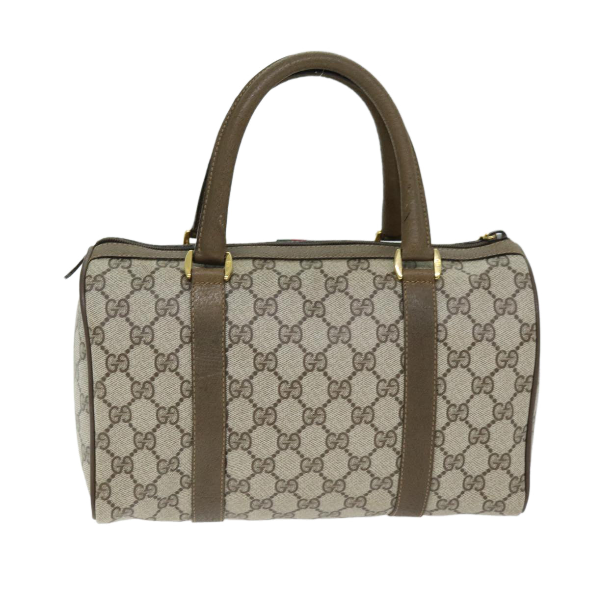GUCCI GG Supreme Web Sherry Line Boston Bag PVC Beige Red 116 02 006 74990