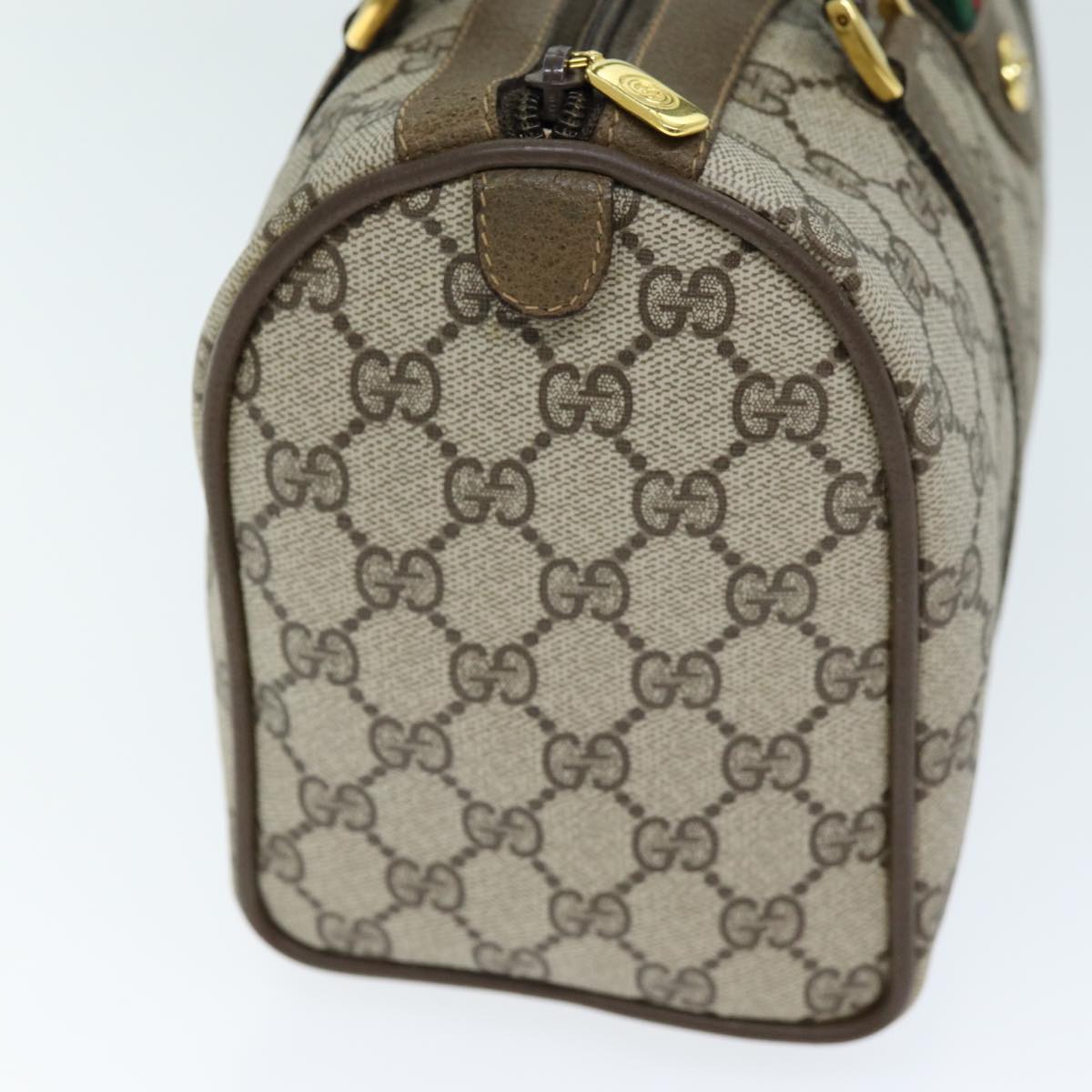 GUCCI GG Supreme Web Sherry Line Boston Bag PVC Beige Red 116 02 006 74990
