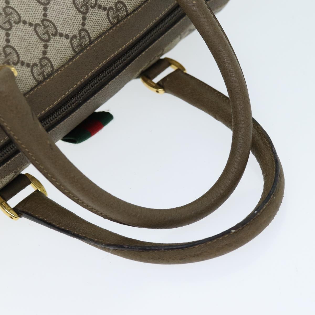 GUCCI GG Supreme Web Sherry Line Boston Bag PVC Beige Red 116 02 006 74990