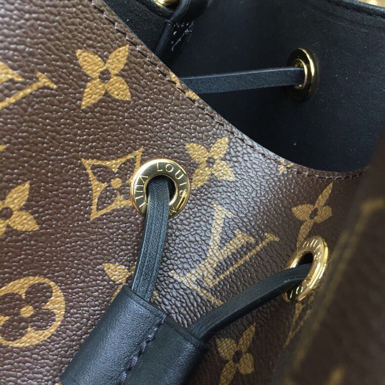 LV NeoNoe MM Bucket Bag Monogram Canvas Black For Women, WomenÃ¢â‚¬â„¢s Handbags, Shoulder And Crossbody Bags 10.2in/26cm LV M44020