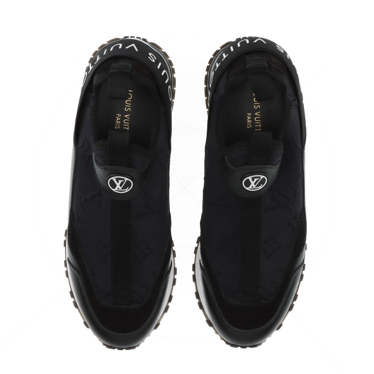 Louis Vuitton Runway Line Leather  Fabric Trainers 34.5  Black × White Monogram LV Circle Logo Box  Bag