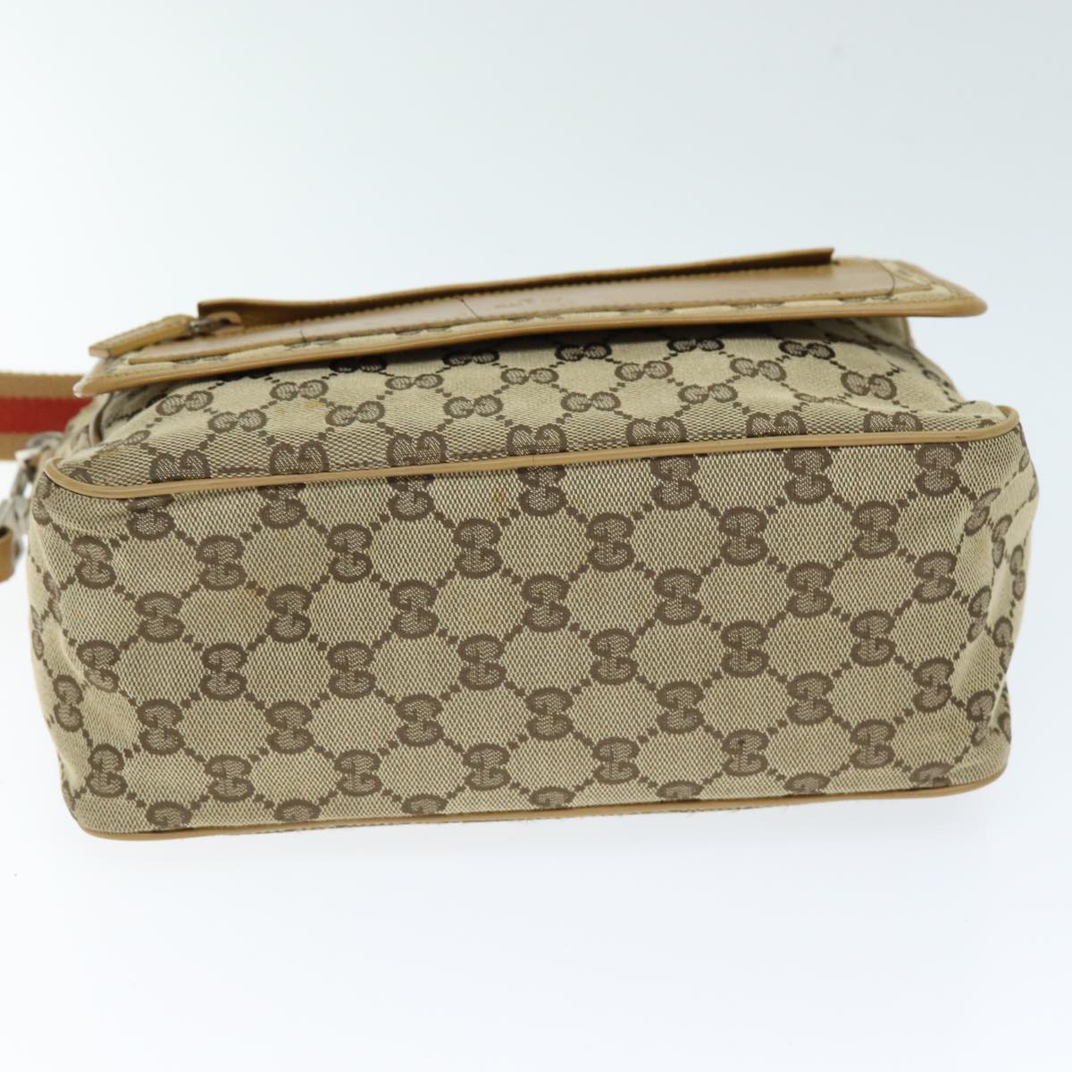 GUCCI GG Canvas Sherry Line Shoulder Bag Red Beige Brown 019 0375 75108