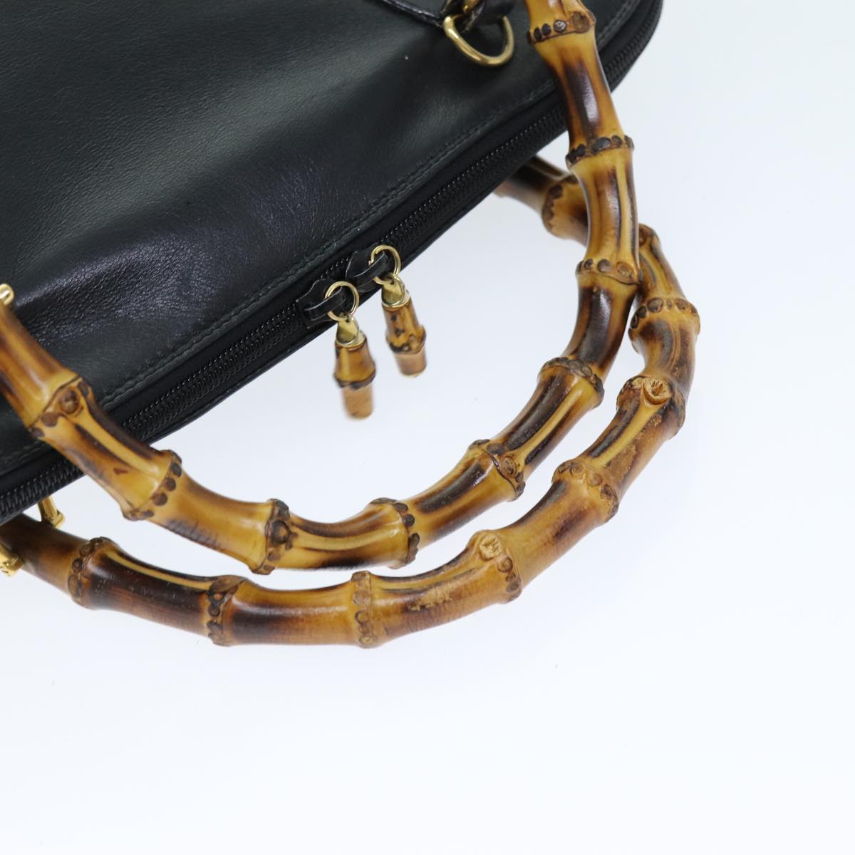 GUCCI Bamboo Hand Bag Leather 2way Black 000 1186 0289 75113
