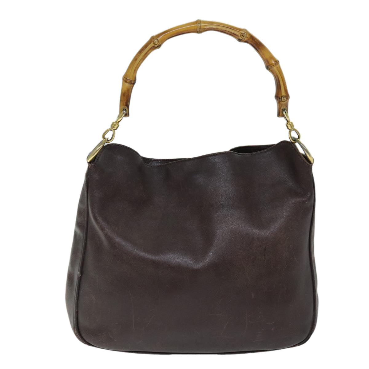 GUCCI Bamboo Hand Bag Leather 2way Brown 001 1638 75115