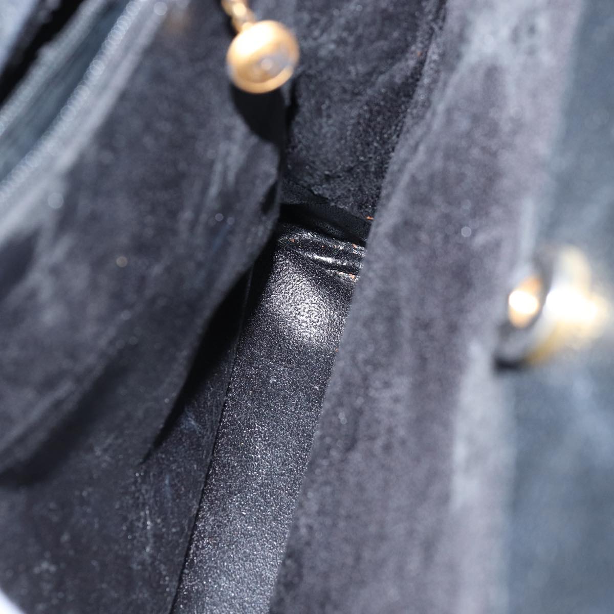 GUCCI Bamboo Tote Bag Suede Black 75117