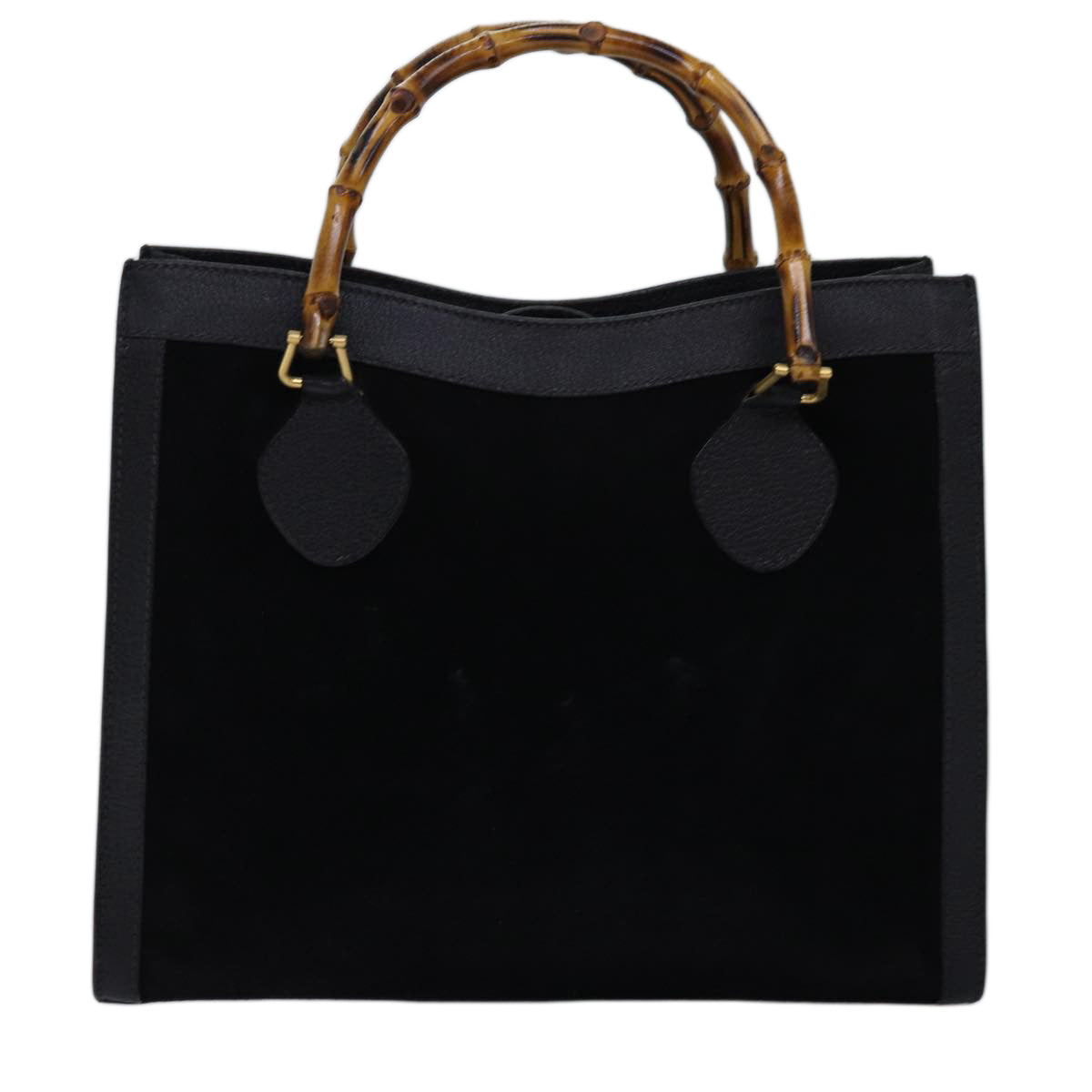 GUCCI Bamboo Tote Bag Suede Black 75117