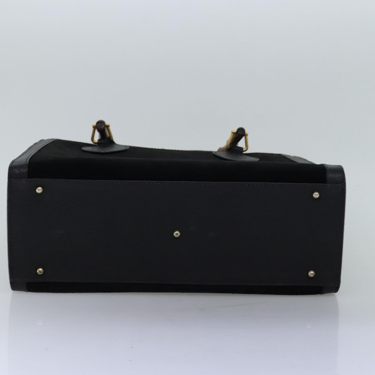 GUCCI Bamboo Tote Bag Suede Black 75117