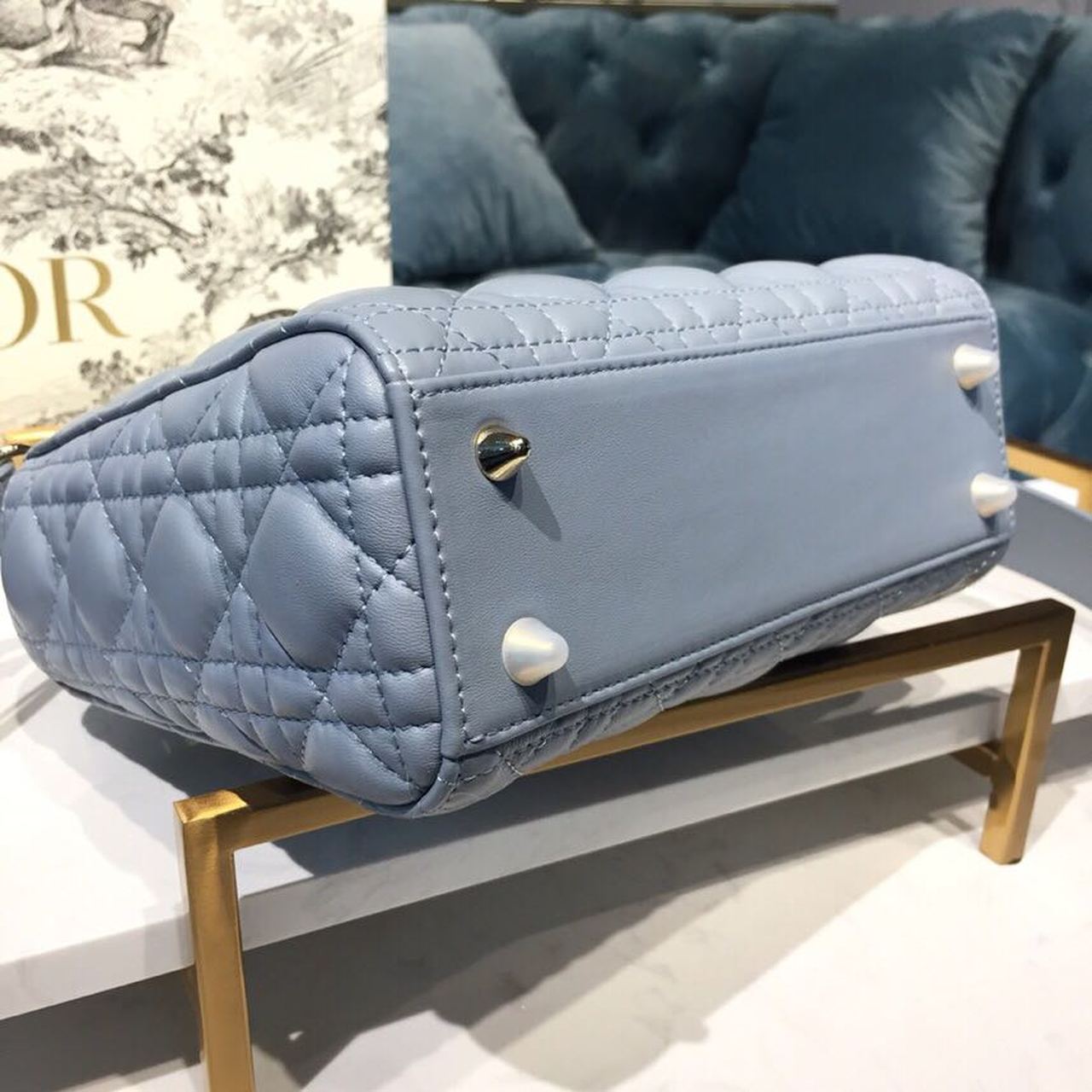 GLAMI Small Lady My ABCBag Denim Blue Cannage For Women 20cm/8in CD M0538OCAL_M90B