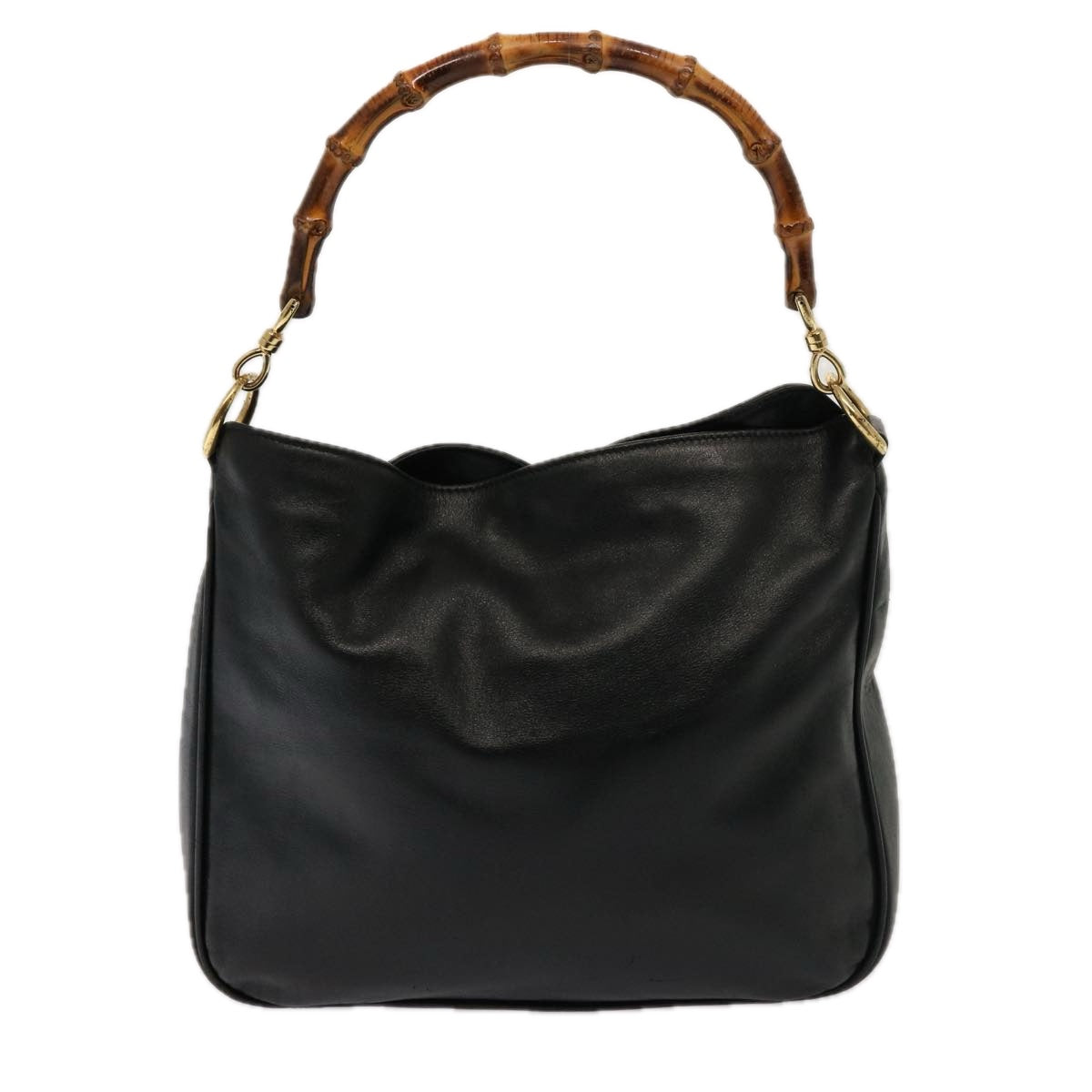 GUCCI Bamboo Hand Bag Leather 2way Black 001 123 1638 75140
