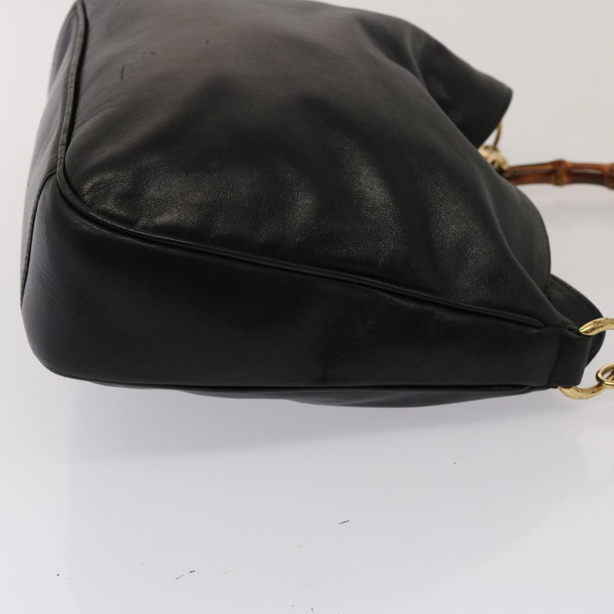 GUCCI Bamboo Hand Bag Leather 2way Black 001 123 1638 75140