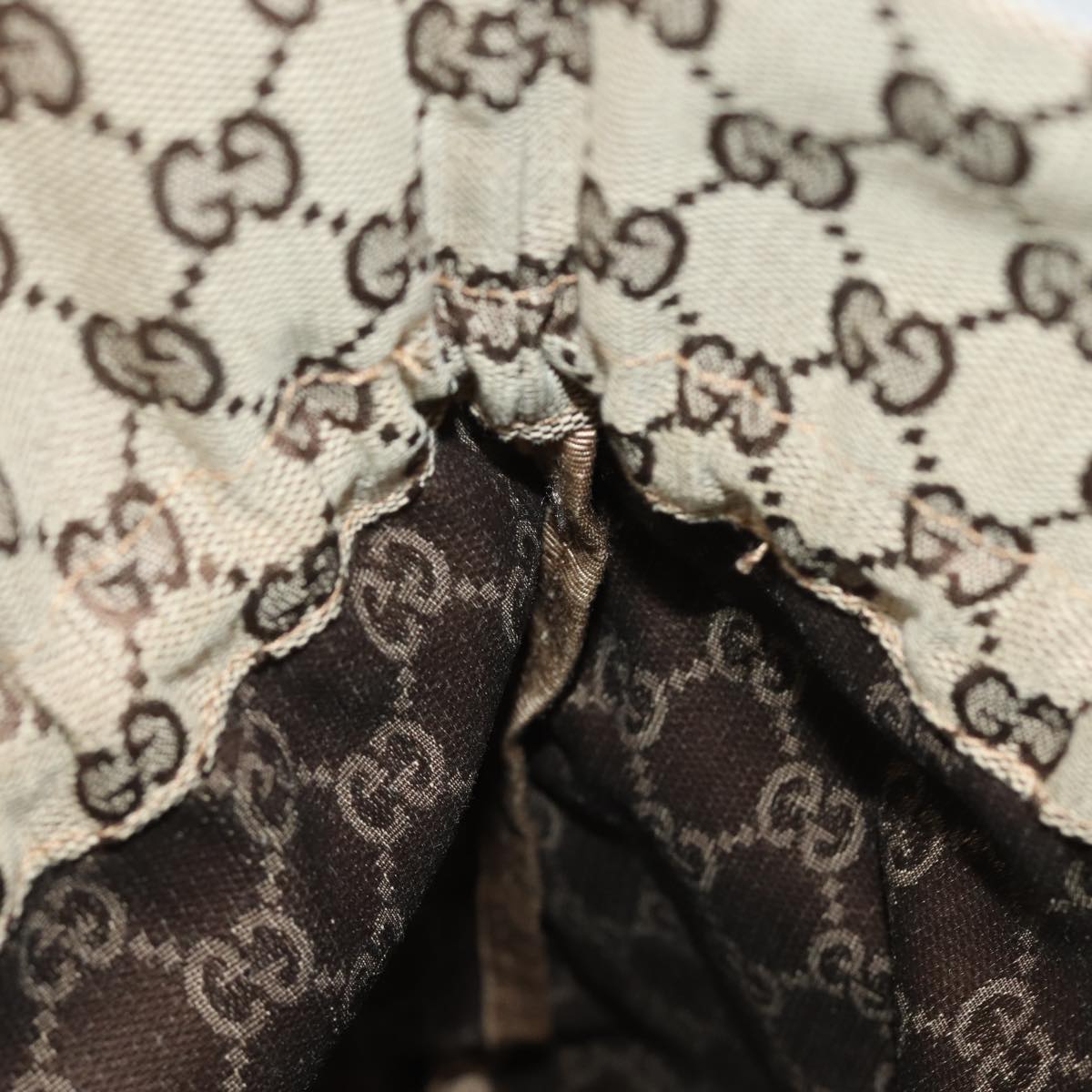 GUCCI GG Canvas Drawstring Pouch Beige 75149