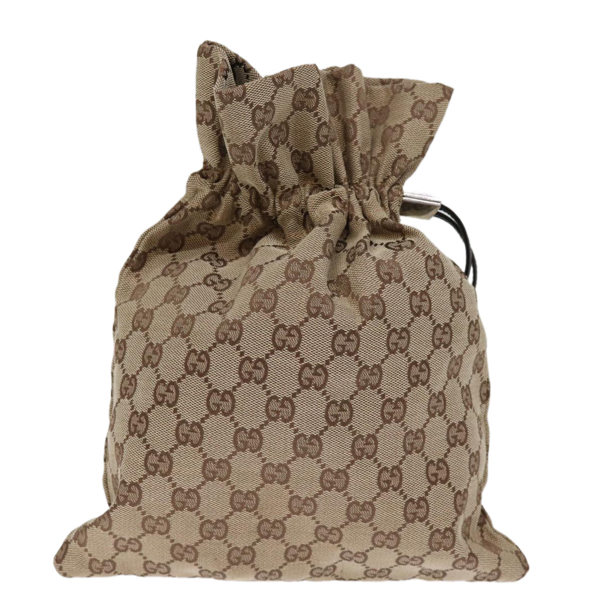 GUCCI GG Canvas Drawstring Pouch Beige 75149