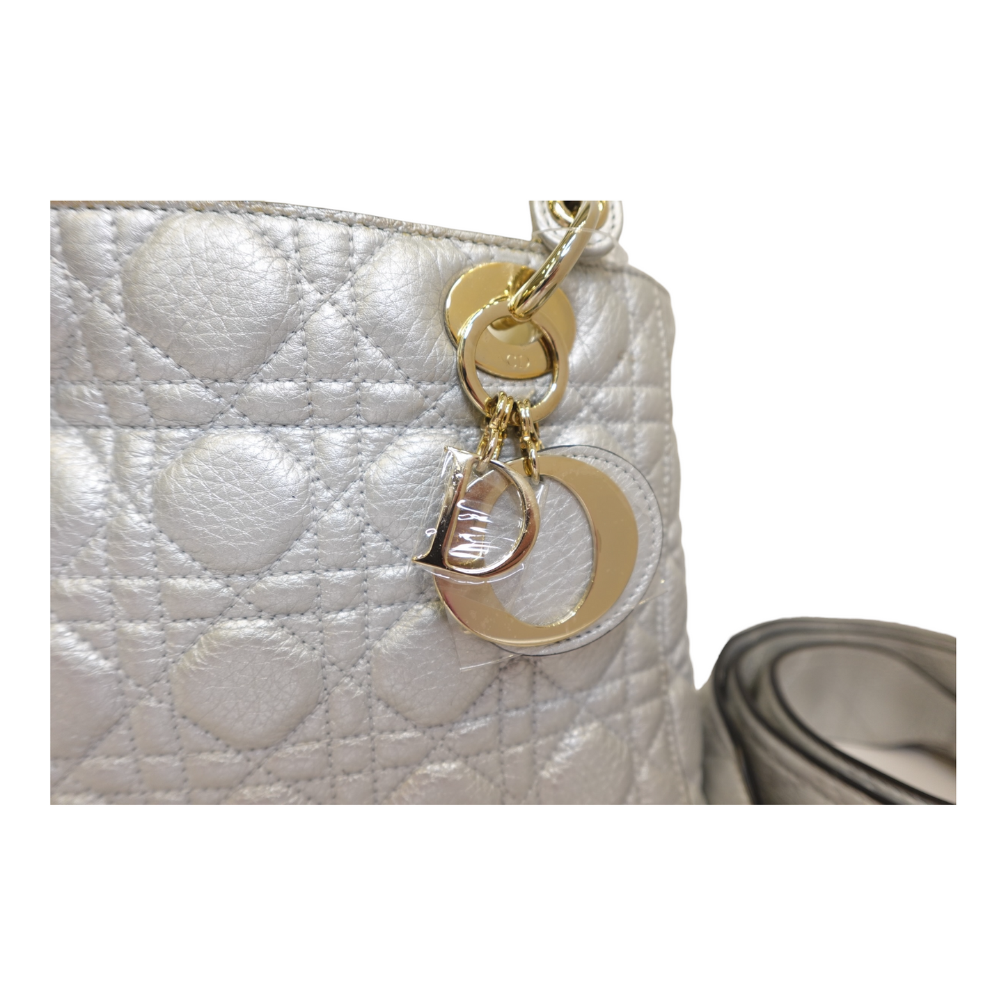Christian Dior Metallic Grained Calfskin Cannage Mini Lady Dior