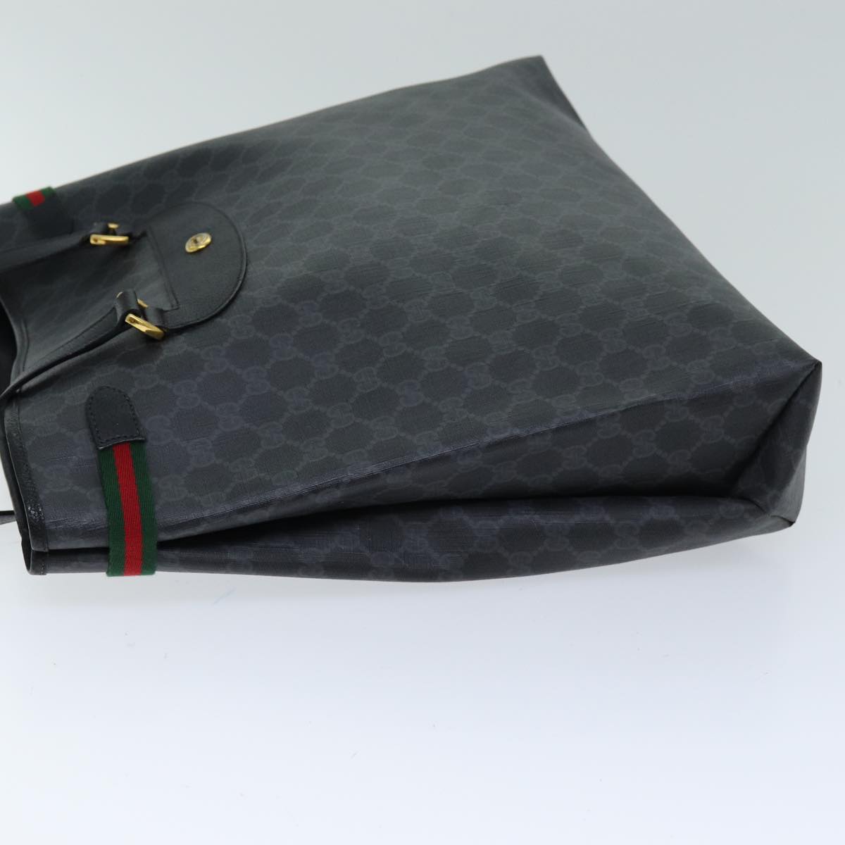 GUCCI GG Supreme Web Sherry Line Tote Bag PVC Red Black 39 02 091 75316