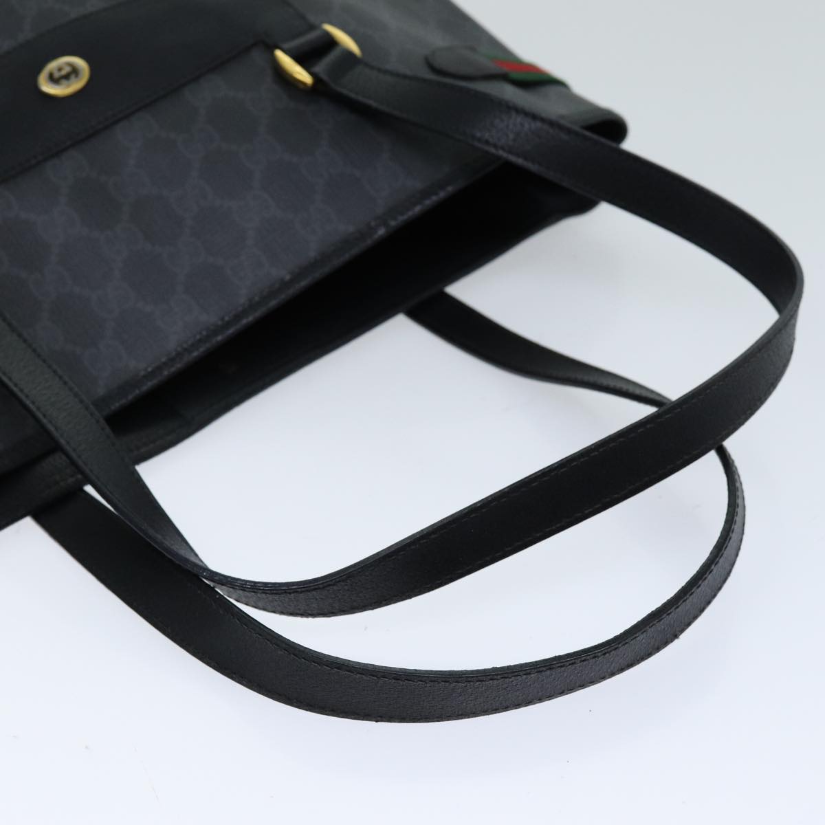 GUCCI GG Supreme Web Sherry Line Tote Bag PVC Red Black 39 02 091 75316
