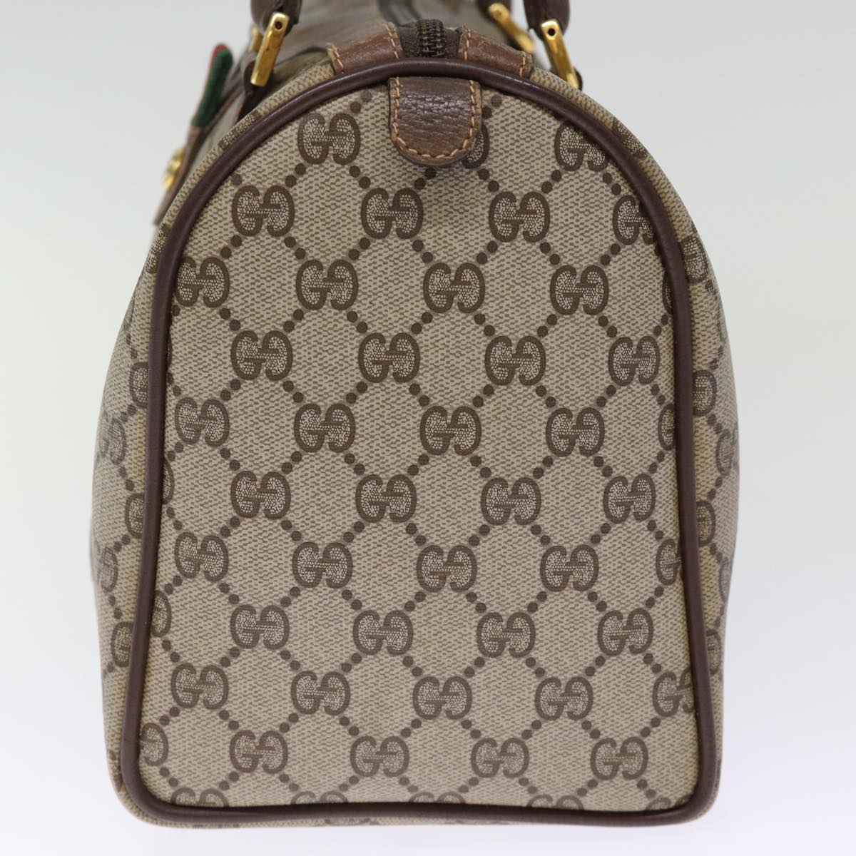 GUCCI GG Supreme Web Sherry Line Boston Bag PVC Beige Red 40 02 007 75319