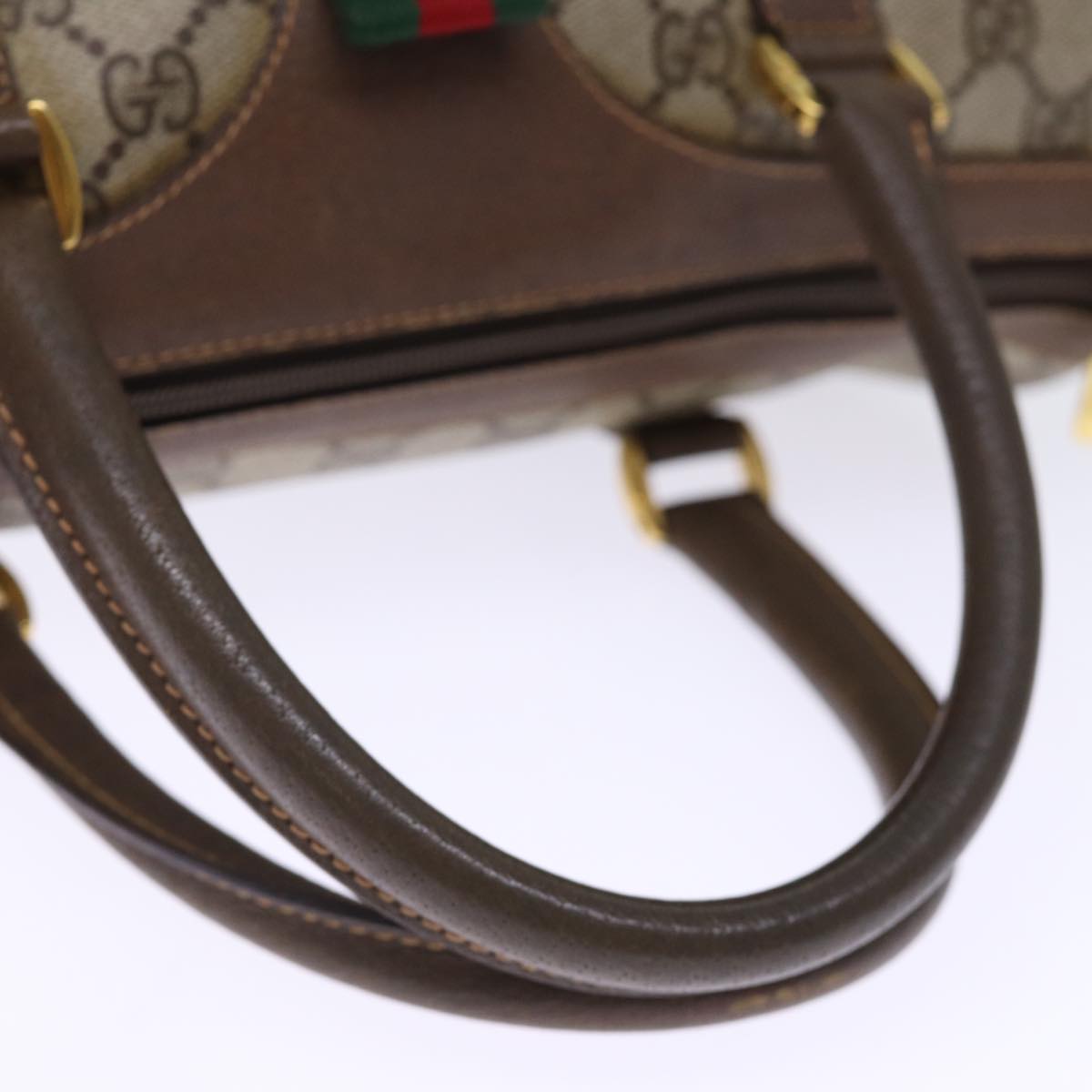 GUCCI GG Supreme Web Sherry Line Boston Bag PVC Beige Red 40 02 007 75319