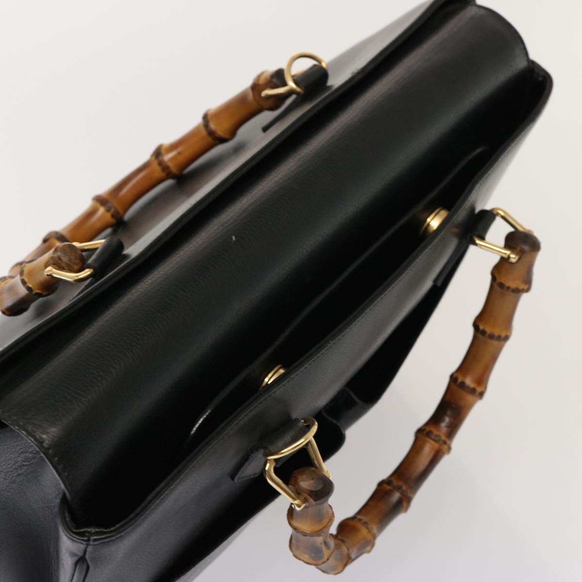 GUCCI Bamboo Tote Bag Leather 2way Black 002 2855 0322 0 75353