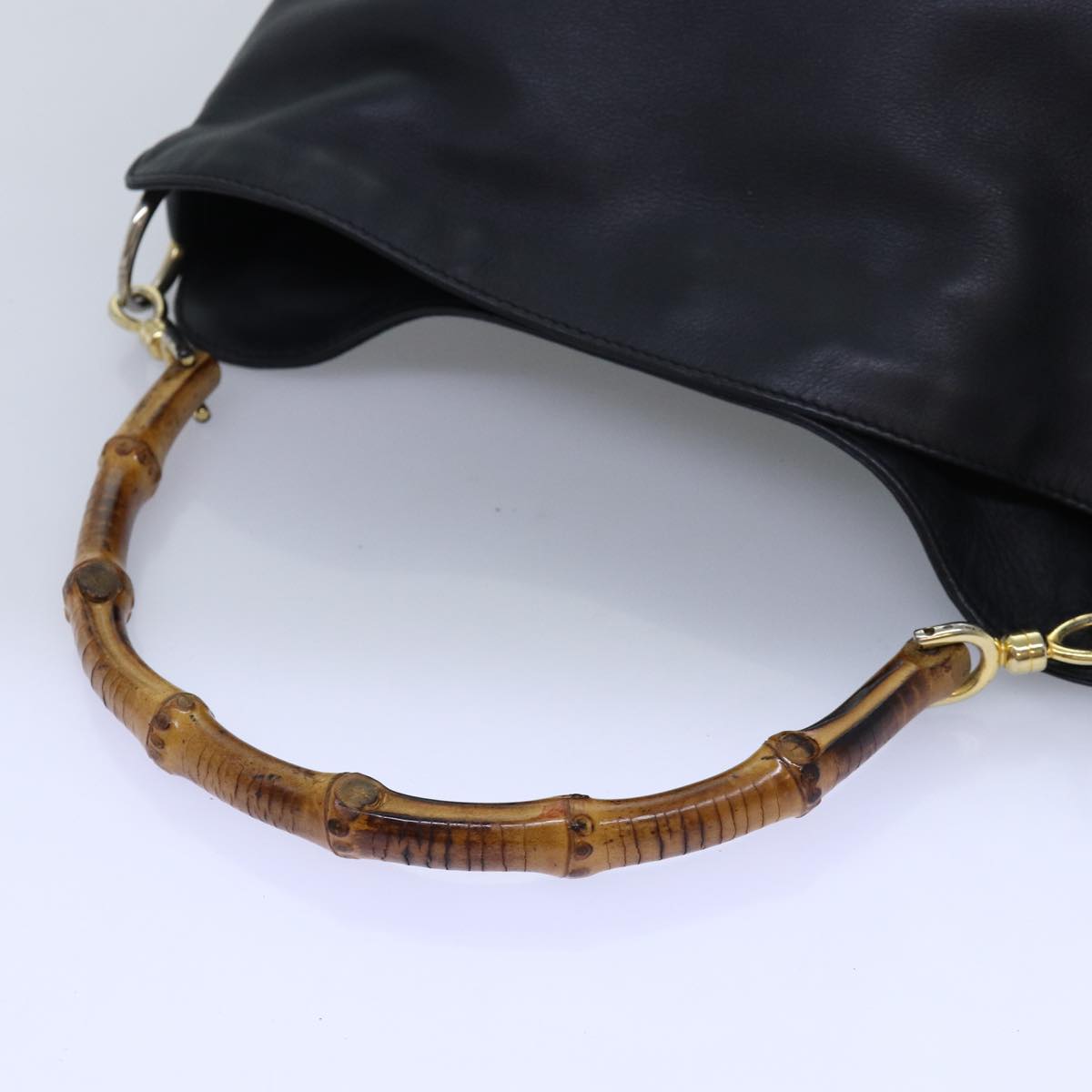 GUCCI Bamboo Shoulder Bag Leather 2way Black 000 1448 1638 75354