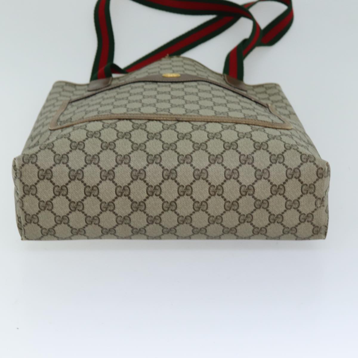 GUCCI GG Supreme Web Sherry Line Tote Bag PCVLeather Beige 39 02 003 75358