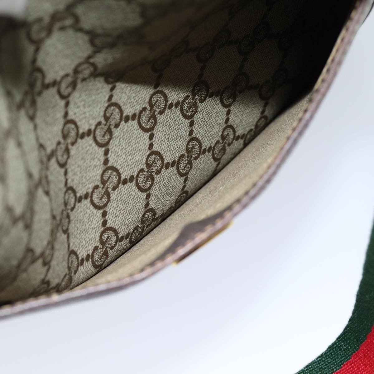 GUCCI GG Supreme Web Sherry Line Tote Bag PCVLeather Beige 39 02 003 75358