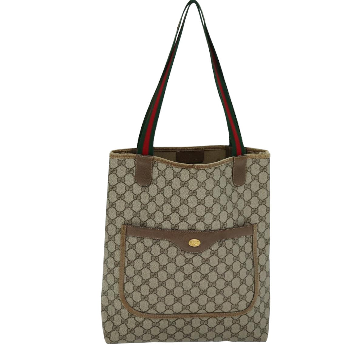GUCCI GG Supreme Web Sherry Line Tote Bag PCVLeather Beige 39 02 003 75358