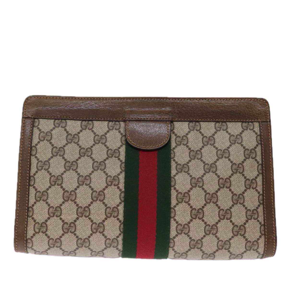 GUCCI GG Supreme Web Sherry Line Clutch Bag Beige Red 41 001 2125 28 75363