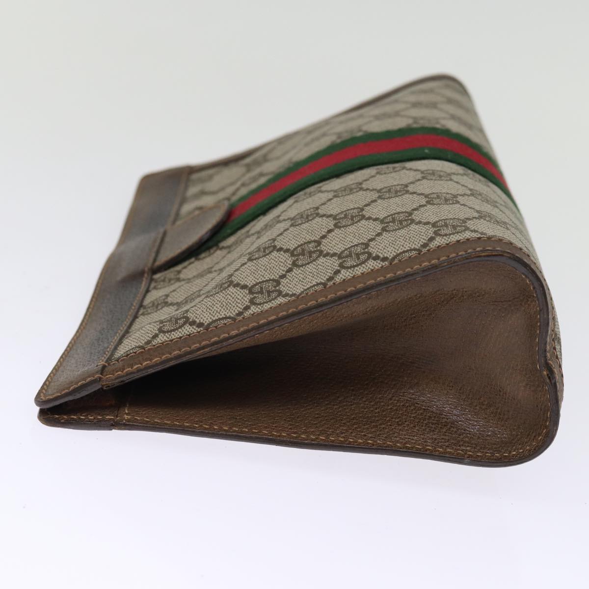 GUCCI GG Supreme Web Sherry Line Clutch Bag Beige Red 41 001 2125 28 75363