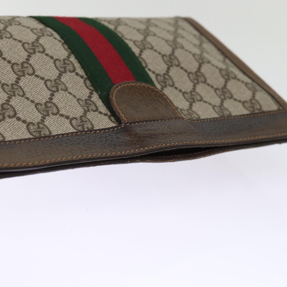 GUCCI GG Supreme Web Sherry Line Clutch Bag Beige Red 41 001 2125 28 75363