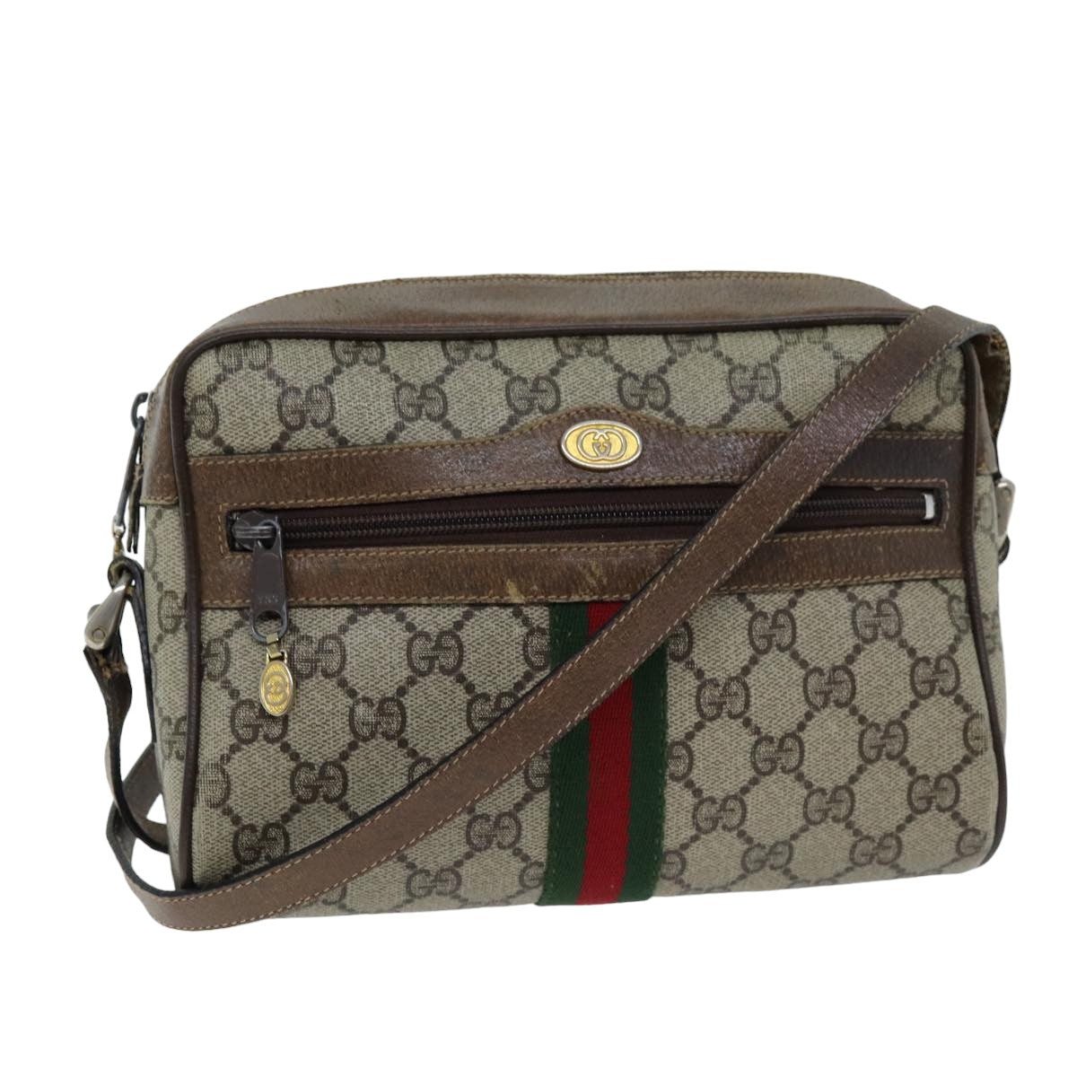 GUCCI Web Sherry Line GG Supreme Shoulder Bag Beige Red 72 001 3654 75457