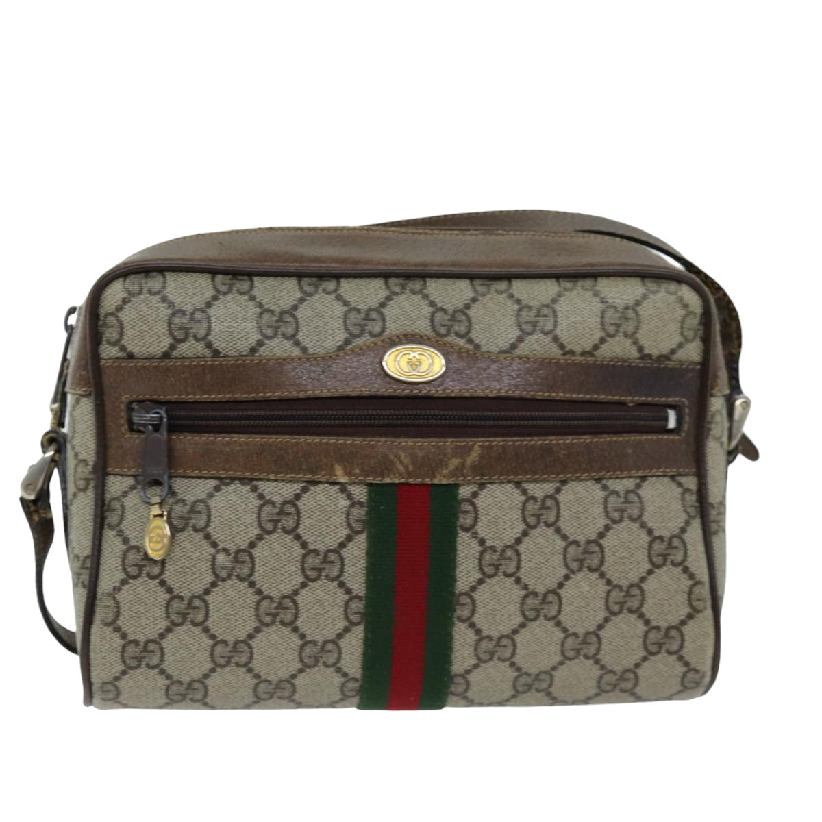 GUCCI Web Sherry Line GG Supreme Shoulder Bag Beige Red 72 001 3654 75457