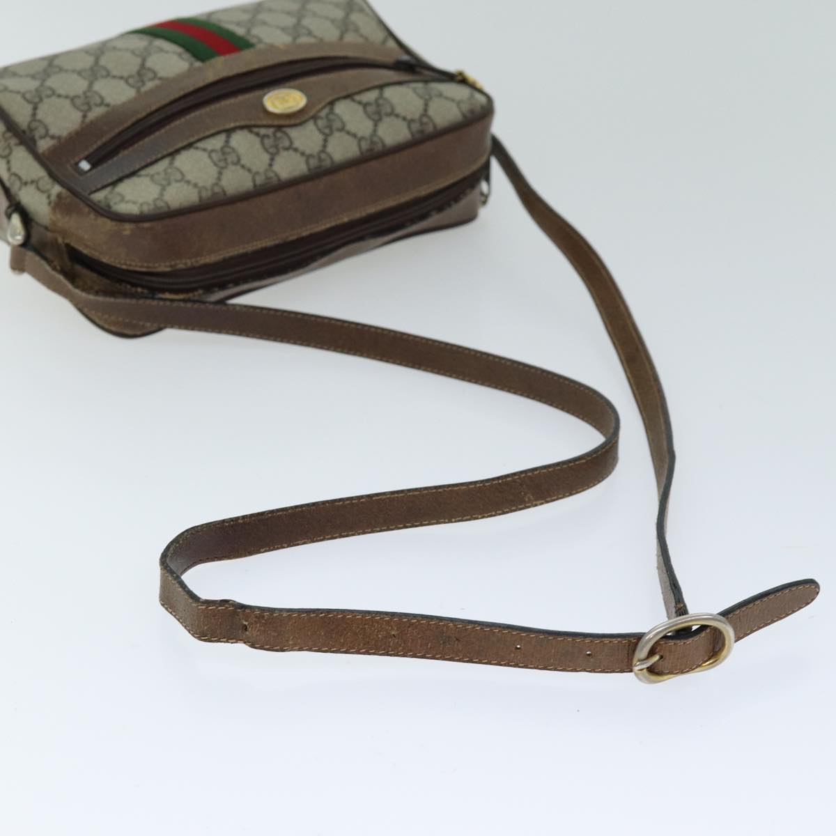 GUCCI Web Sherry Line GG Supreme Shoulder Bag Beige Red 72 001 3654 75457