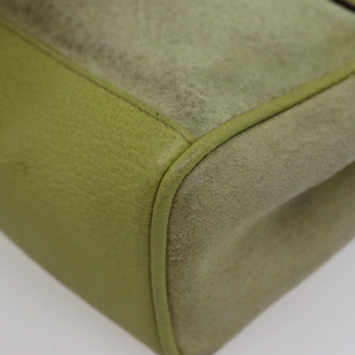 GUCCI Bamboo Hand Bag Suede 2way Green 007 2214 0238 75507